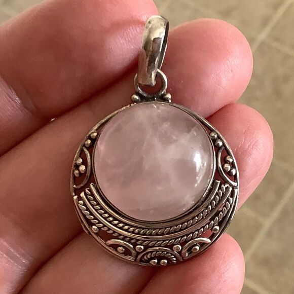 Sterling SILVER 925 PINK QUARTZ PENDANT​​ - Picture 4 of 11